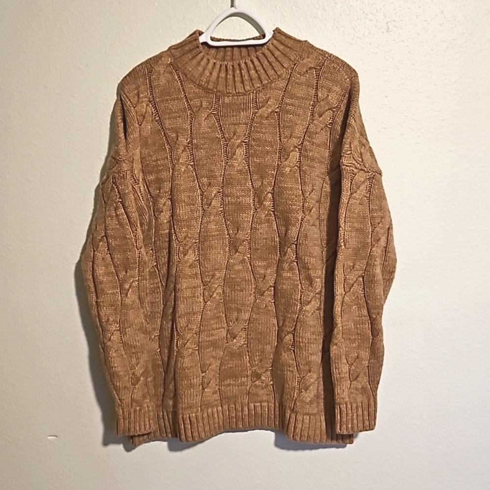 Lands End wool blend thick cable knit sweater Sz. M